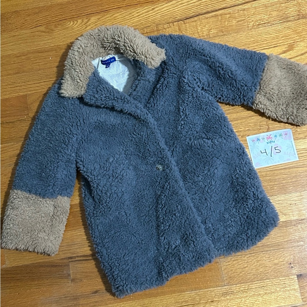 Maison Me by Maisonette Sherpa Cozy Kids Gray and Tan Pea Coat 4 5 4t 5t